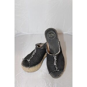 Toni Pons Black Denim Wedge Espadrille Mules Women's Size‎ 37